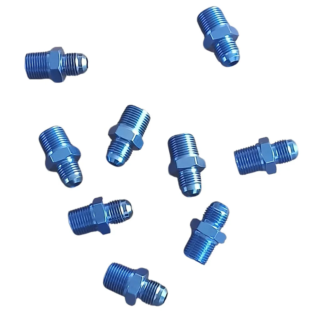 AN3AN4 AN6 AN8 AN10 AN12 Flare Male to NPT Thread Straight Fuel Oil Air Hose Fitting Pipe Adapter Car Auto Accessories Bare Blue