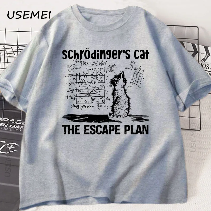 Schrodinger Cat T-shirt Physics Quantum Mechanics Creative Print Tshirt Short-sleeved Cotton T Shirt Science Men Women Clothes