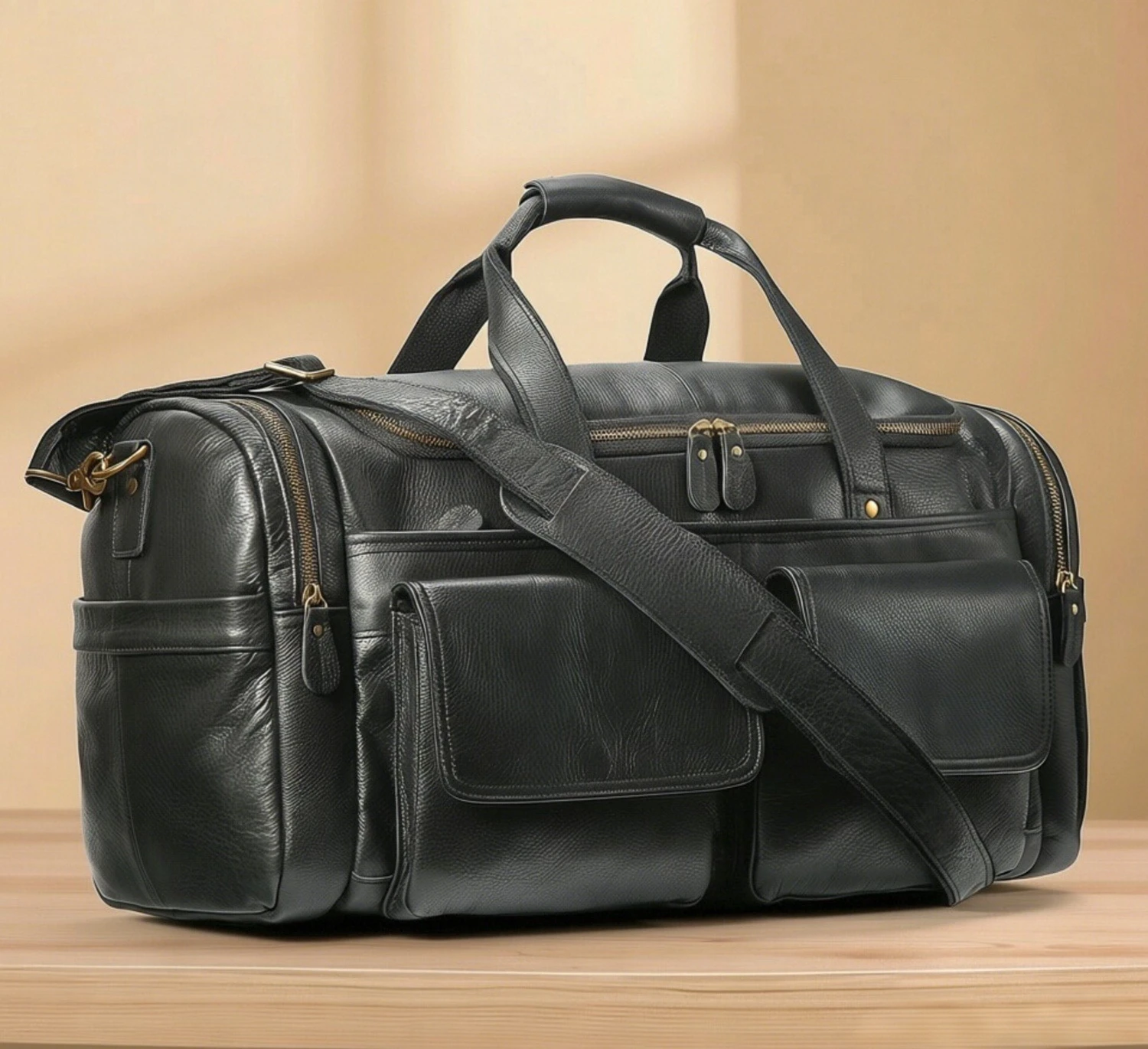 Classic Genuine Leather Duffle Bag Large Capacity Vintage Travel Weekend Overnight Gym Sports Duffel for Men Women