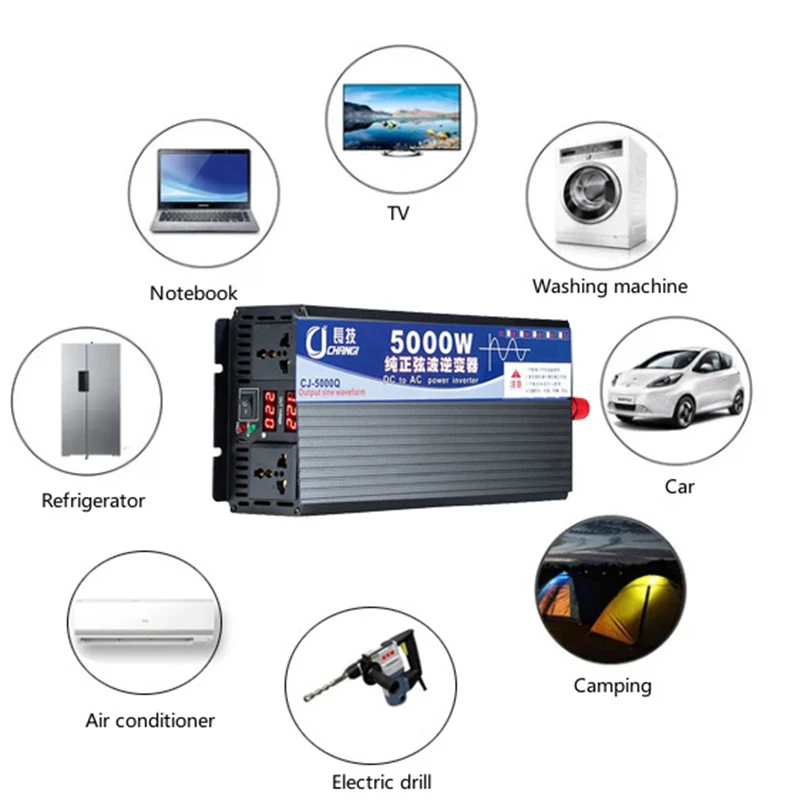 4000W/5000W/5500W/3000W Pure Sine Wave Inverter DC 12/24/48/60V/72V TO AC 220V 110V 120V Car Load Inverter Solar Power Inverter