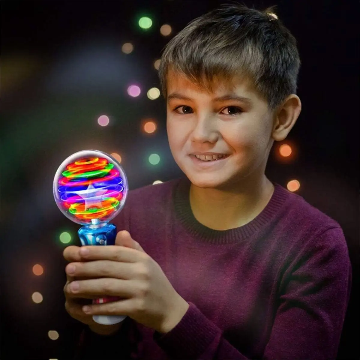 Home Tool  Light Up Toy Wand - Magic Ball with LED Lights, Sensory Spinner for Kids, Party Favors & Classroom Prizes
