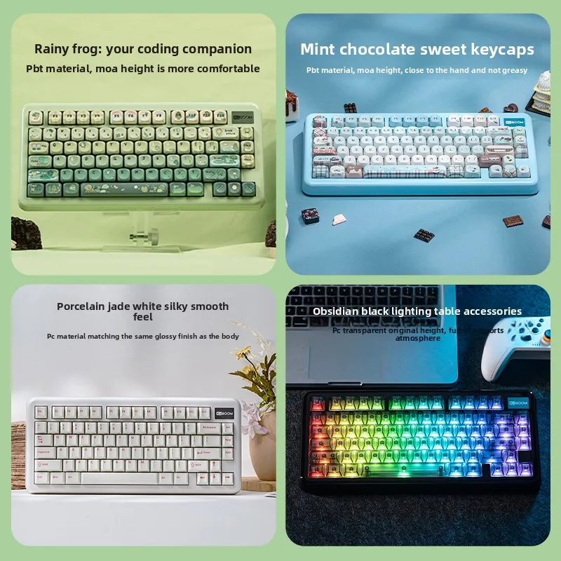 KiiBOOM 81lite Mechanical Keyboard Wireless Bluetooth Triple-mode Gasket Structure Support QMK Via Cute Office Keyboard Gamer