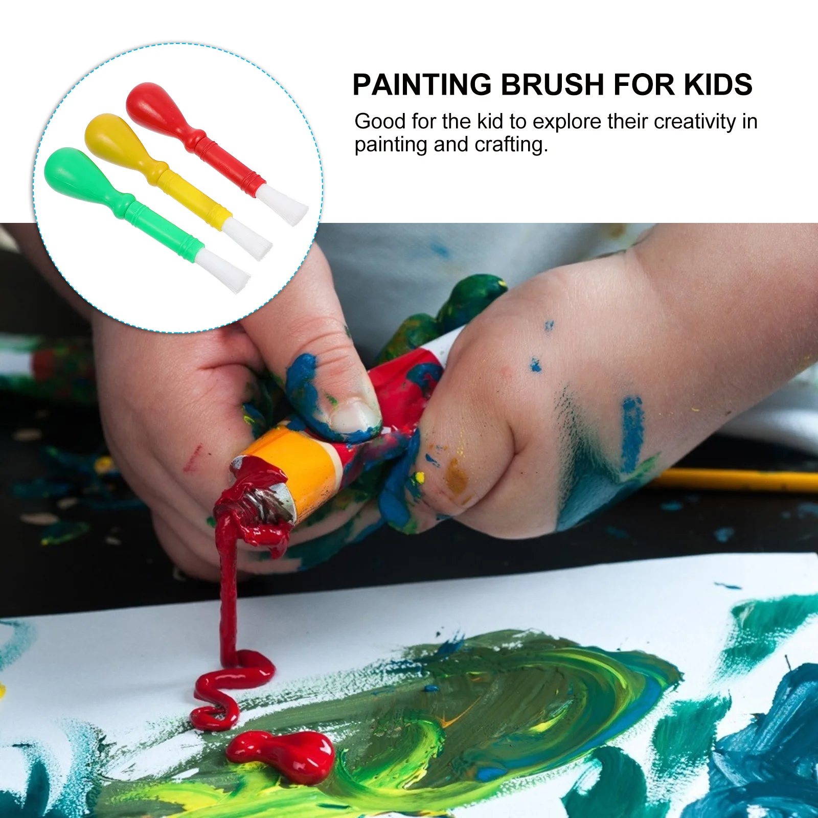 

3 Pcs Painting Brush Oil Child Watercolor Brushes Art Supplies Miniature for