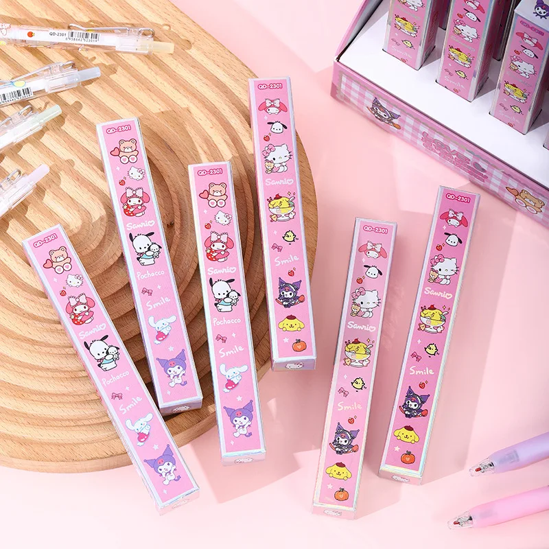 Imagem -03 - Sanrio Família Gel Pen para Estudantes Imprensa Canetas Papelaria Kawaii Aprender Ferramenta Black School Material de Escritório Presente Atacado 05 18 Pcs 36 Pcs