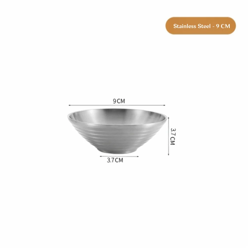 New 304 Stainless Steel Bamboo Hat Bowl Threaded Anti Scalding Ramen Bowl Double Japanese Bowl Rice Salad