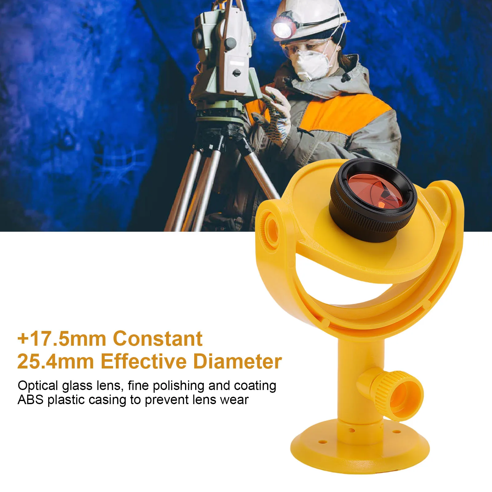 منشور صغير مع قوس منشور قابل للإمالة لمسح المحطة الإجمالية + 17.5 مم عدسة زجاجية بصرية ثابتة غطاء أصفر