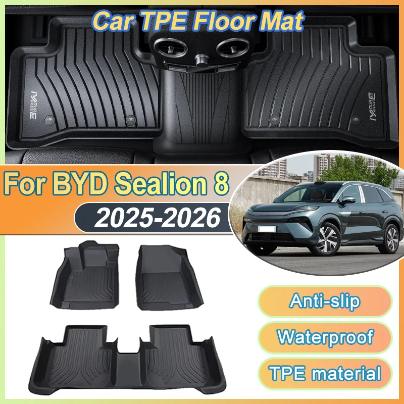 

Car Floor Mats For BYD Tang L 2025 2026 Sealion 8 LHD 3D Waterproof Mud Carpet Foot Full Pad Easy Clean TPE Material Accessories