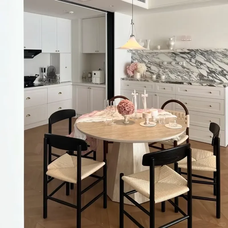 #Wholesale Premium Wabi-Sabi Polished Travertine Dining Table Big Slab Eco-friendly Living Room Kitchen Bathroom Custom Villa