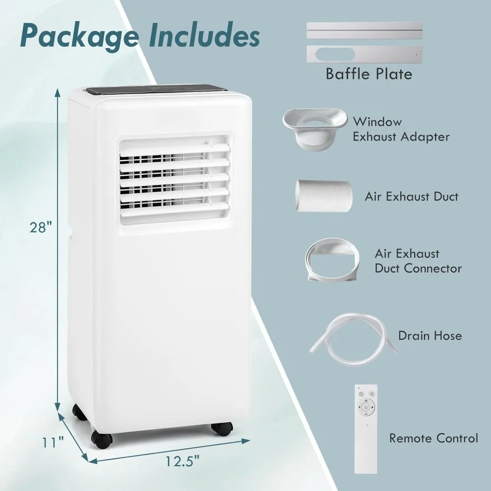 Portable Air Conditioner Portable Unit with Fan & Dehumidifier, Smart Sleep Mode, Auto Swing & Window Installation Kit, Cools