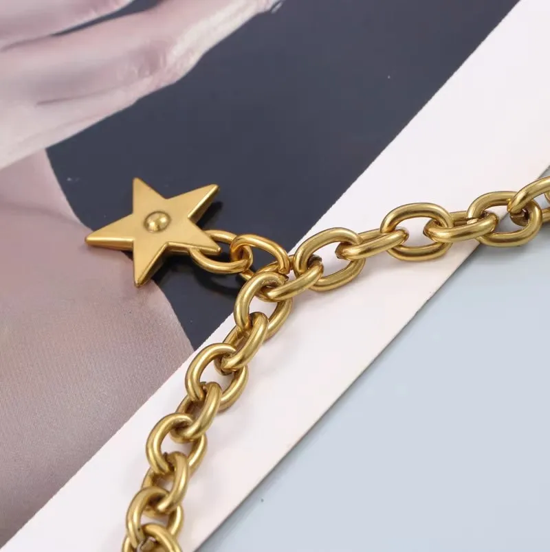 เข็มขัดคอร์เซ็ทโลหะสีทองลายดาวสไตล์วินเทจสำหรับผู้หญิง สายคาดเอวสำหรับตกแต่งชุดเดรส รุ่น J1690