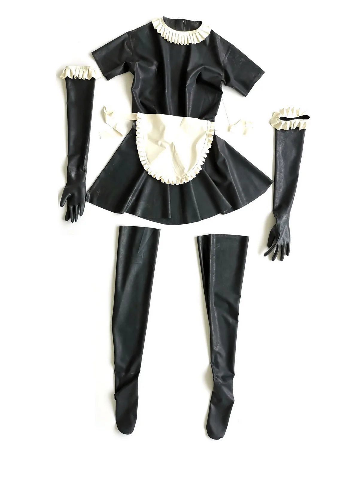 latest  lovely latex dresses for adults maid cosplay