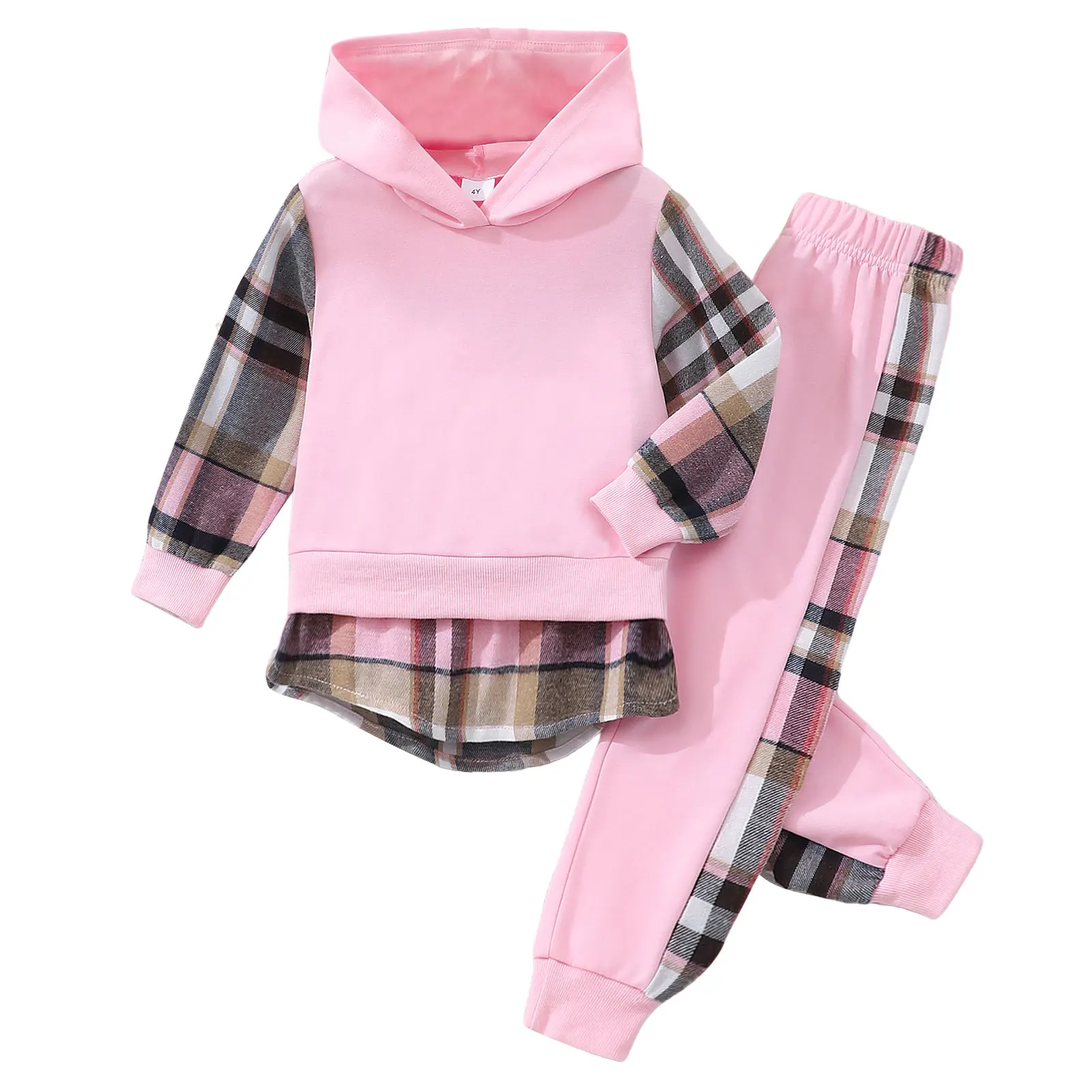 

Girls Outfit Size 4 Girls Comfortable Warm Set Baby Girls Fashionable Checkered Hoodie Pants Two Piece Set Baby Headband