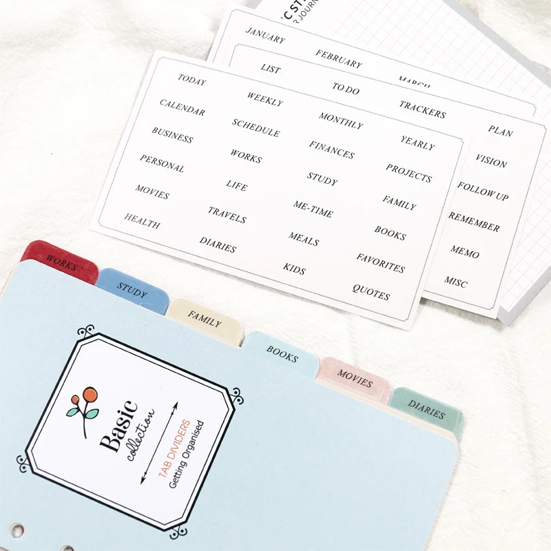 Fromthenon 4 Sheets/Set Divider Tab Decorative Stickers Weekly Monthly Schedule Planner Dividers Index Pages Bookmark Labels