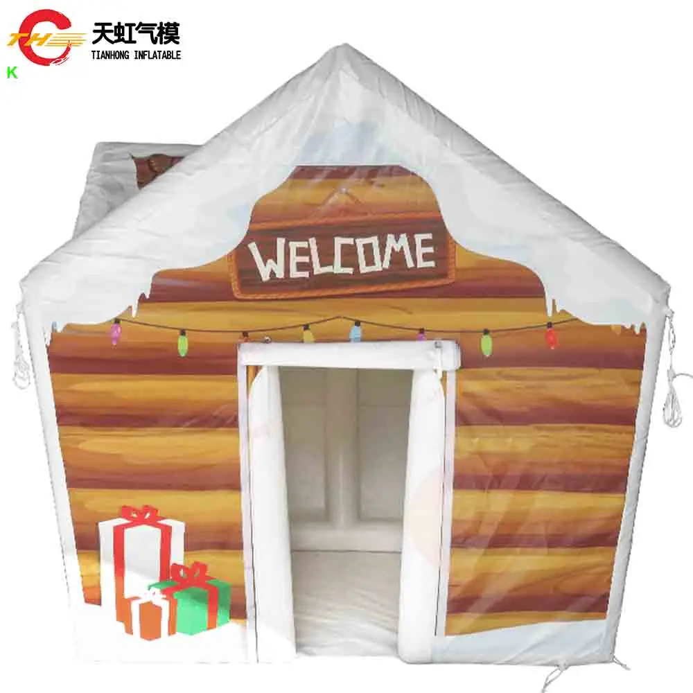 2025 New Design 3.7x3.7x4.2m Sealed Inflatable Santas Grotto Waterproof Inflatable Christmas House Tent for Sale
