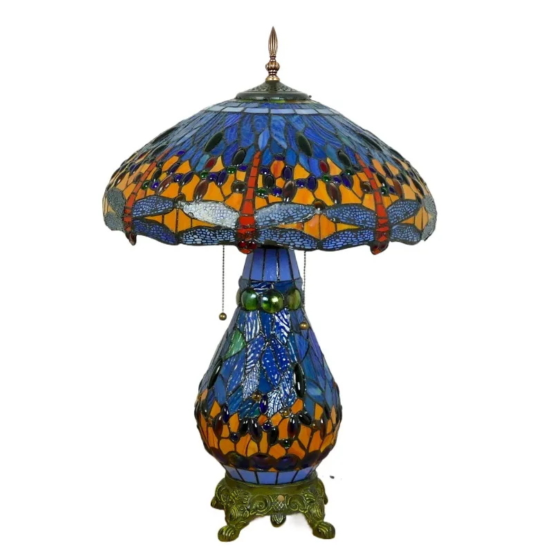 European and American style country retro style green handmade stained glass bedroom study living room table lamp
