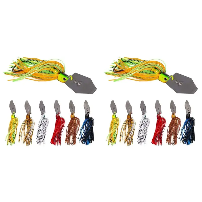 

A99I-12 Pieces Fishing Lures,Baits Spinner Swim Flipping Bladed Jigs ,Chatter Fish Bait For Salmon Pike Trout Swing Trailers