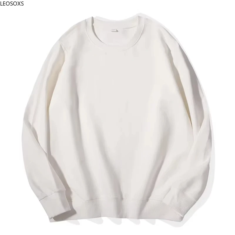 เสื้อสเวตเชิ้ตผู้หญิง สปริง/ออทัมน์ 2025 คอกลม สีพื้น สไตล์ฮาราจูกุ เสื้อสวมหัวหลากสี ลำลอง ผ้าฝ้าย เสื้อสเวตเชิ้ตผู้หญิงถัก สตรีทแวร์