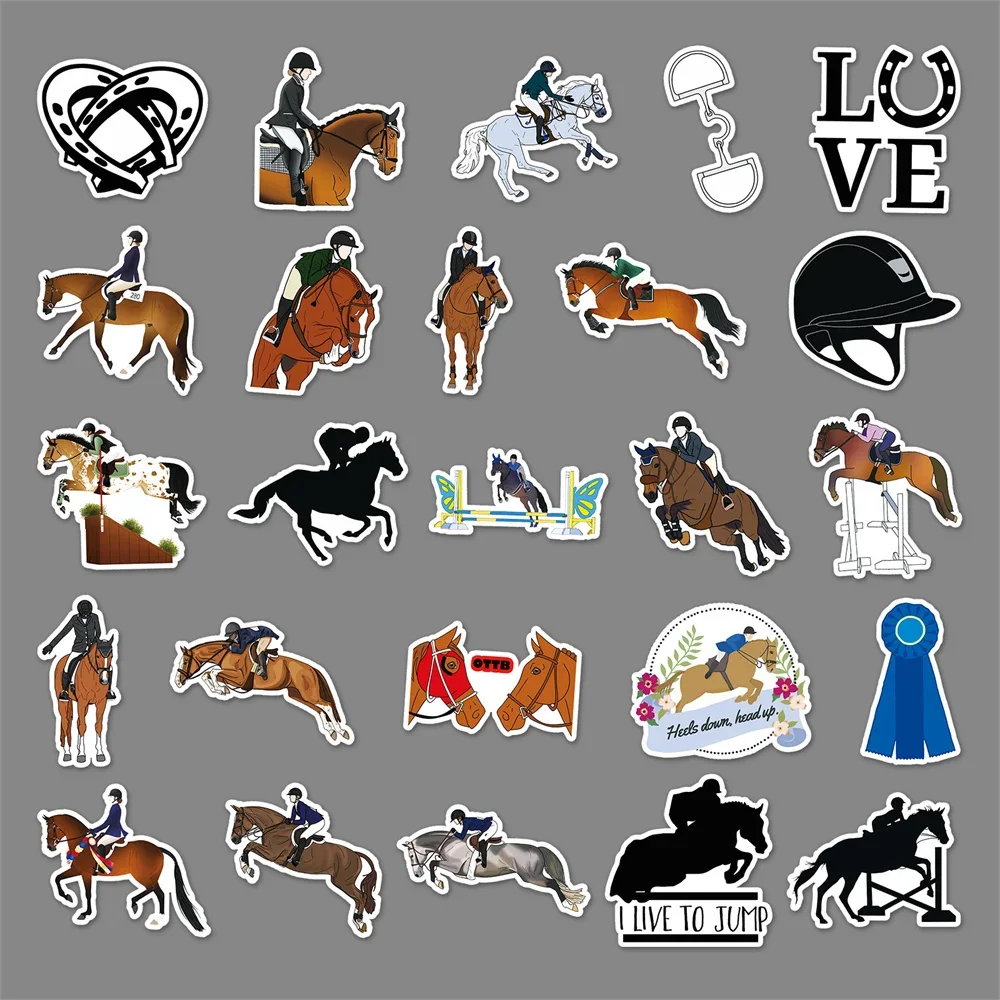 10/30/50PCS Equestrian Cartoon Sports Creative Graffiti Sticker Suitcase Computer Guitar Skateboard Waterproof Sticker Wholesale