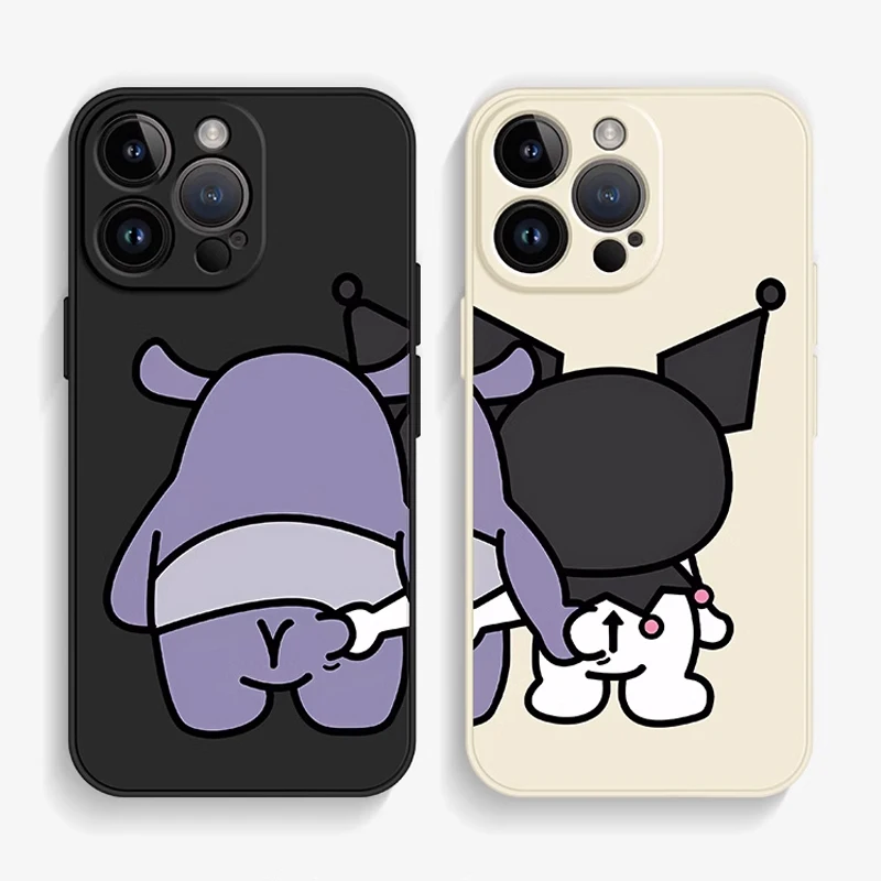 

Cute Sanrio Kuromi Baku Couple Phone Case for Iphone 16 15 14 13 12 11 Pro Max Mini 7 8 16 Plus X XS Lovers Anti Drop Soft Cover