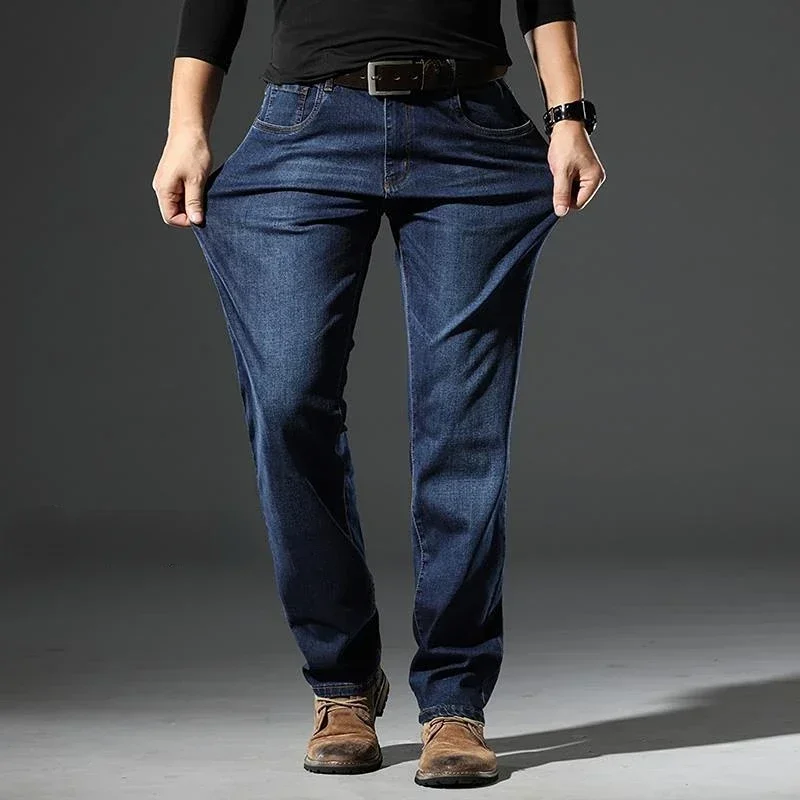 Broeken Werkkleding Jeans Voor Mannen Elastische Mannelijke Cowboybroek Stretch Recht 2025, Trend Zacht Harajuku Comfortabele Mode Denim