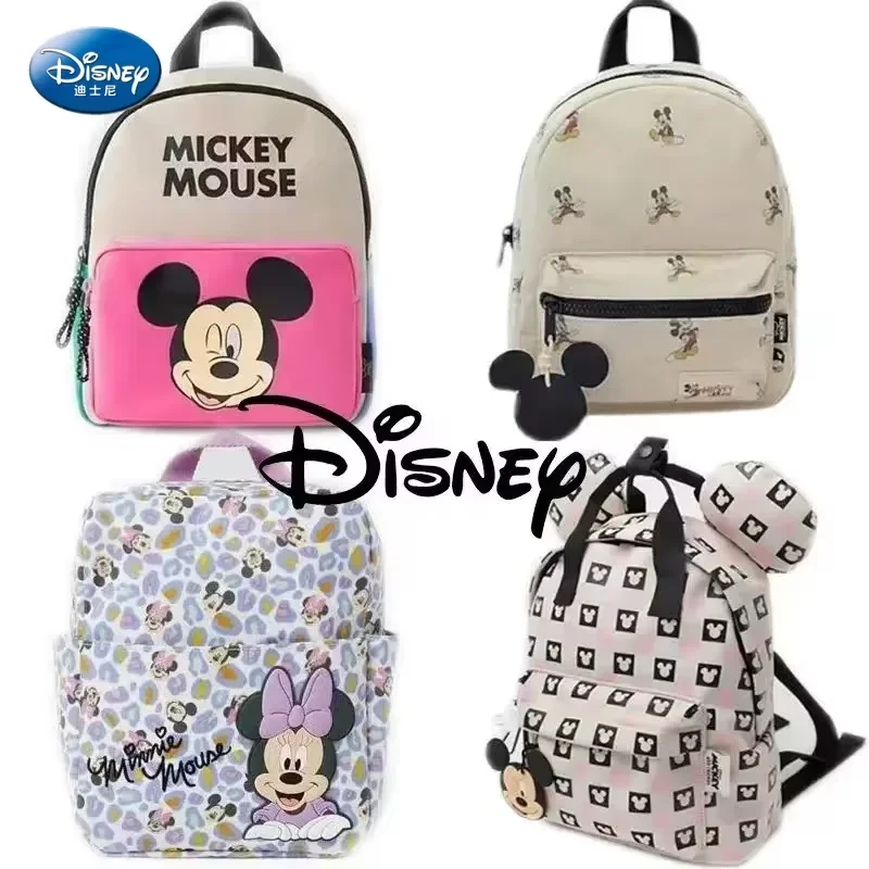 Disney Girls Backpacks Mickey Mouse Kawaii Bags Print Sequin Travel Storage Fashionable Schoolbags Kindergarten Mini Backpack