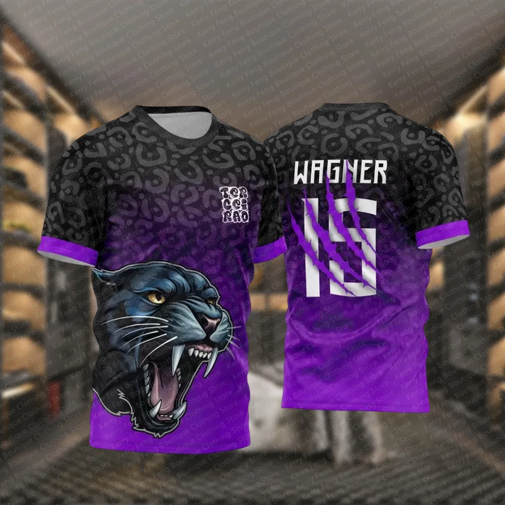 

New Black Panther Print Men's Sports Shirt T-shirt Summer Training Quick-drying Comfortable Football Shirt
