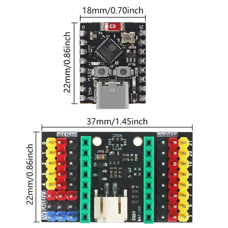 Esp32 C3 Supermini Wifi Bluetooth 5 Development Board + Expansion Board 3.7v Li-ion Battery Charger Io Breakout Board