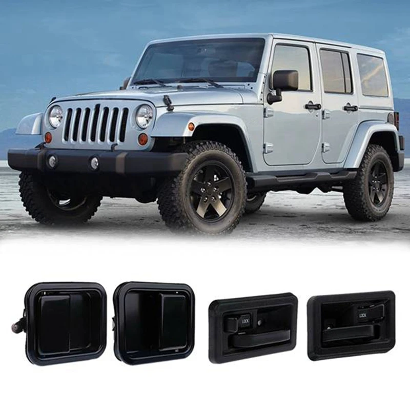 

Car Interior And Exterior Door Handle Kit Front LH And RH Side For Jeep Wrangler 1991-2004 Accessories 55176383AE 55176382AE