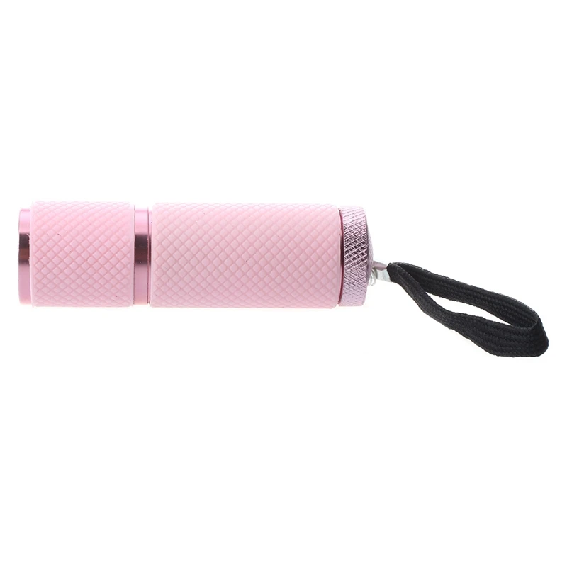 2X Outdoor Mini Pink Rubber Coated 9-LED Flashlight Torch