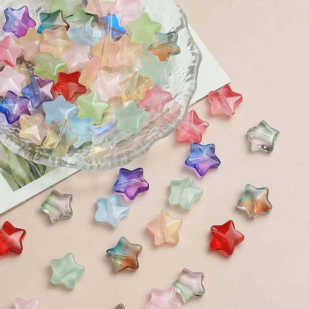 

2025 40 pieces 8mm pentagram matte glass beads, loose spacer beads for jewelry making, DIY handmade bracelet earrings