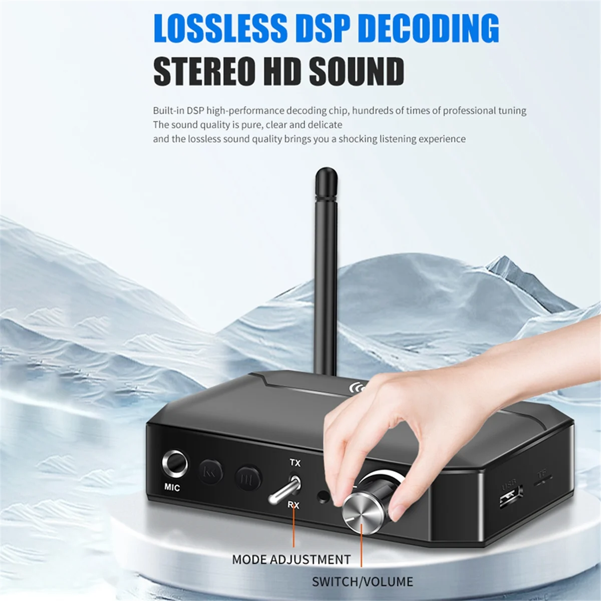 

ATS-2 in 1 Bluetooth 5.3 Audio Transmitter Receiver Support NFC USB Wireless Adapter AUX/RCA/TF/Coaxial/6.5MM