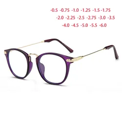 -1 -1.5 -2 -2.5 -3 -3.5 -4 -4.5 -5.0 -5.5 -6.0 Classic Round Myopia Glasses With Degree Women Men Purple Frame Glasses