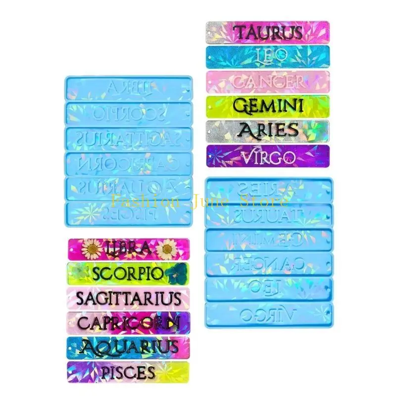 N5KA 2Pcs DIY Holographics Mold Easy to Clean Silicone Molds 12 Star Sign Bookmarks Moulds for Astrology Lovers