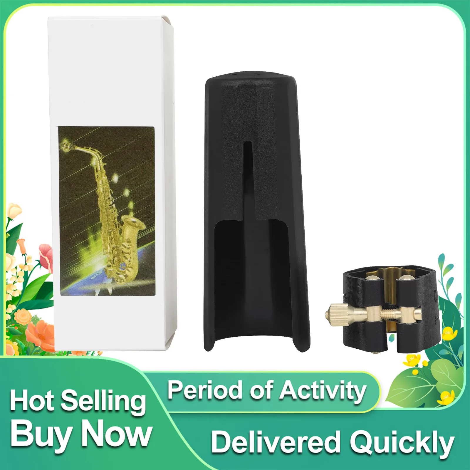 SLADE Tenor Saxophone Mouthpiece Leather with Cap Metal Buckle Clamp Clip Buckle Clamp Clip Woodwind Instrument Accessories