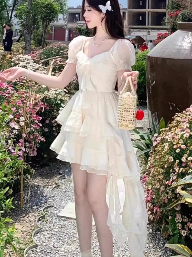 

French Style Irregular Halter Dress Summer Pure Desire Beach Vacation Long Fairy Design Sleeveless Dress Elegant Atmosphere New