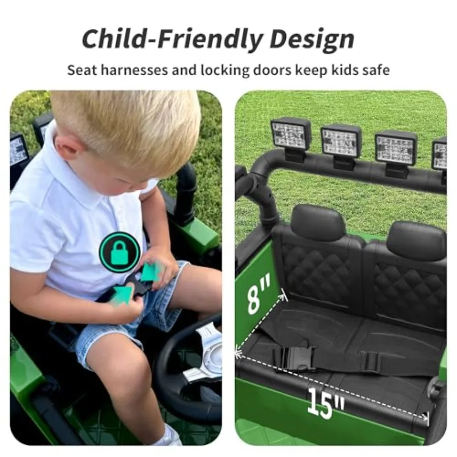 乗用玩具 24V 電動カー リモコン付き 2x200Wモーター搭載 - アーミーグリーン