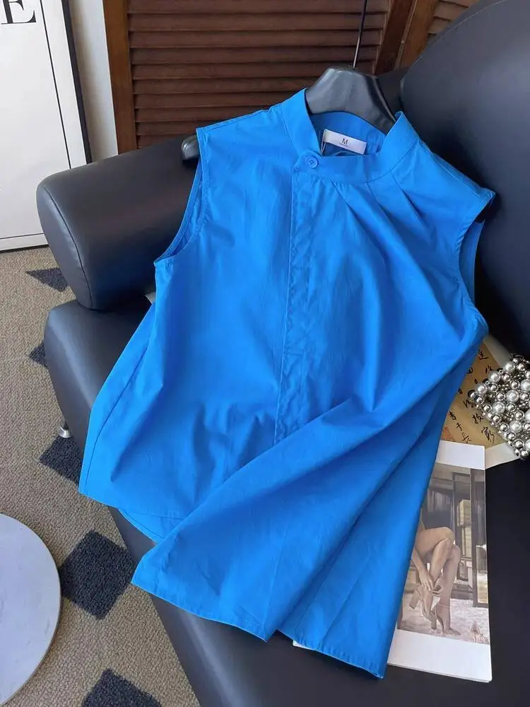

Summer Large Size Loose Fit Stand Collar Svel irt Men's Blue Casual Sle Comfortable Breathable High Quali irt