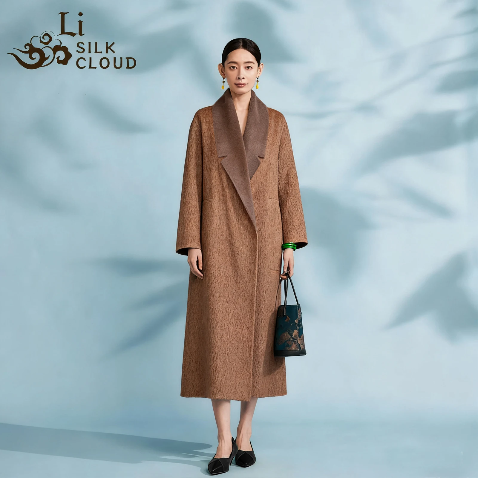 

LI SILK CLOUD Women's Wool Coat - 100% Pure Wool Fabric, Warm Windproof, Elegant Winter Outerwear