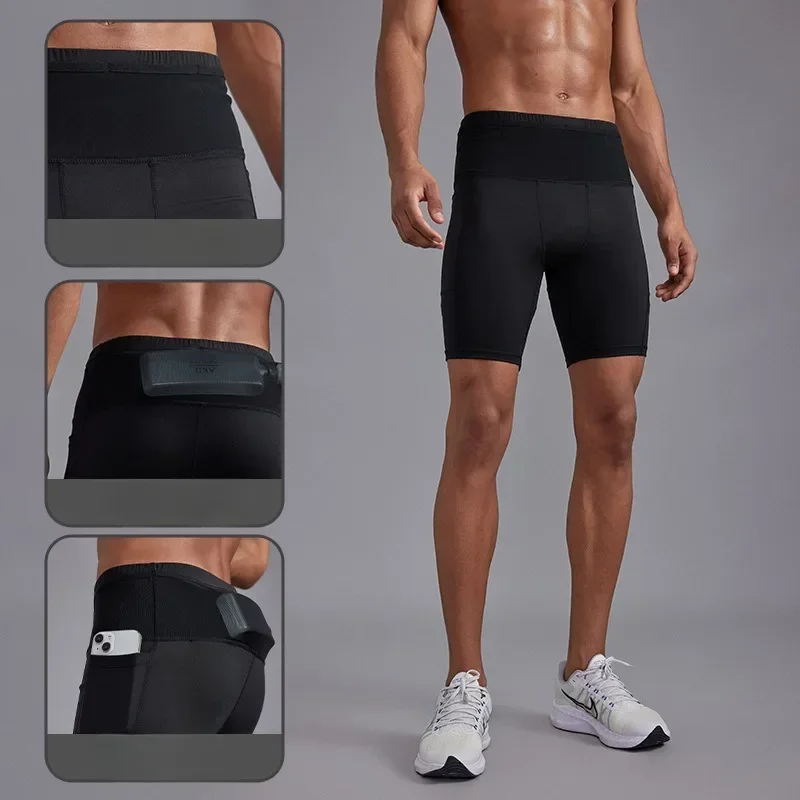 Men's Elastic Tight - Fitting Sports Shorts for Fitness, Ideal for Running, Bodybuilding, and Gym Workouts, Breathable Fabric