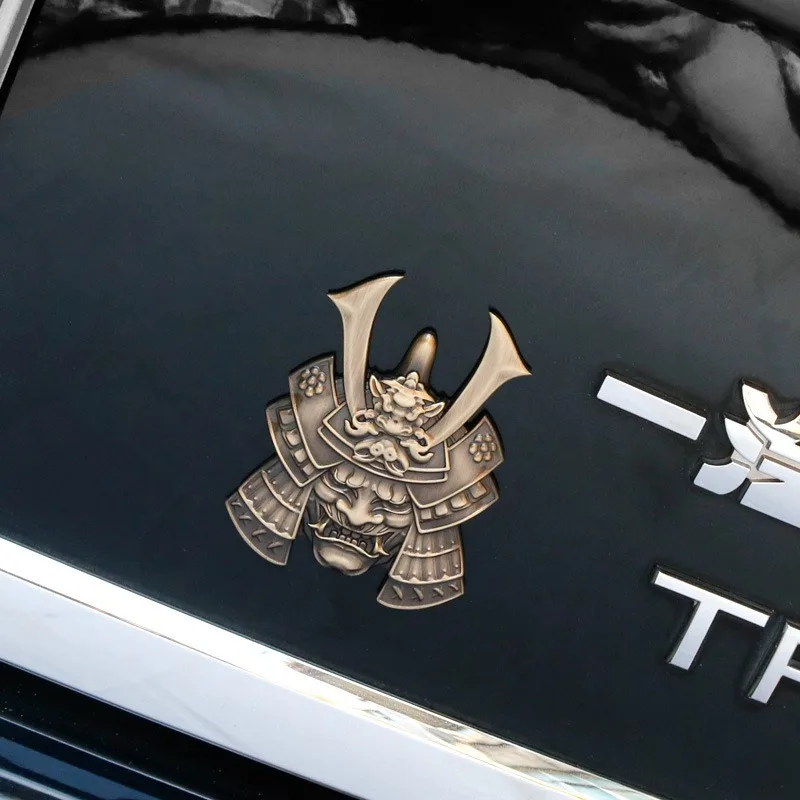 Japanese Samurai Hannya Metal Car Stickers Emblem Hot Badge Skull Style Pranjna Gunmetal Trunk Auto Motorcycle Accessories