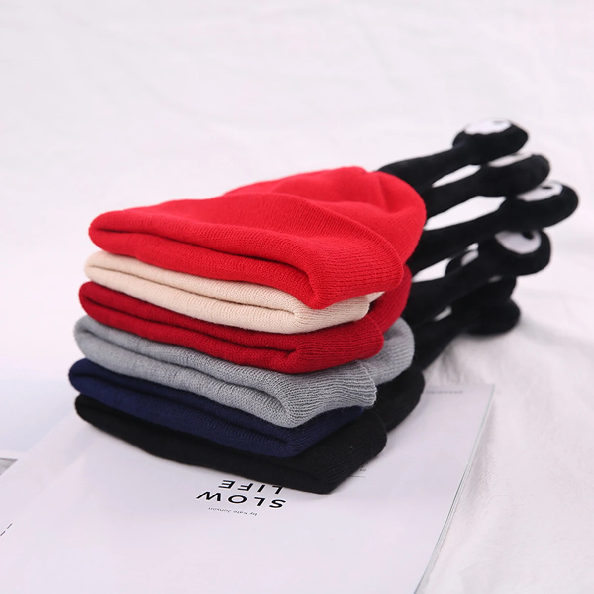 

Warm s Winter Knit Beanie Snail Horn Design Elastic Soft Cap 1-6 Years Light Grey Toddler Girls Boys Novelty Hat Stylish Warm