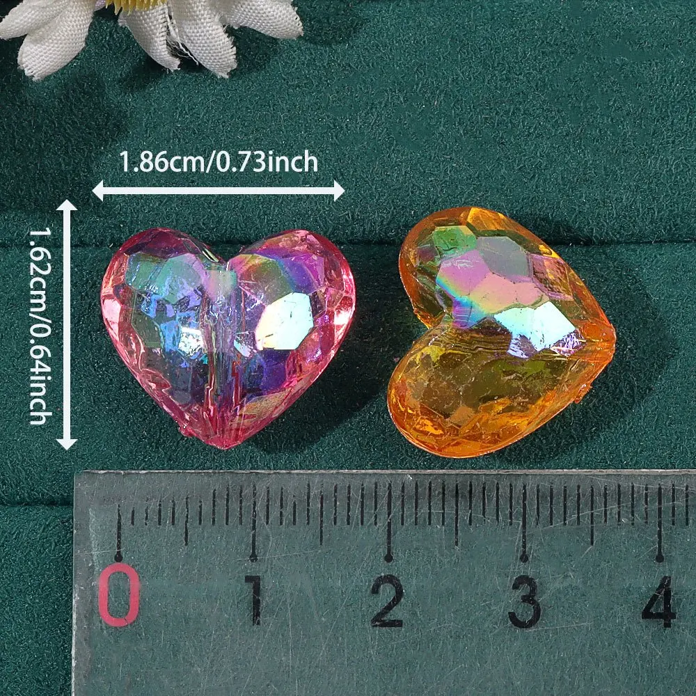 4/14/24 قطعة خرز على شكل قلب متعدد الألوان ، أساور يدوية قلائد أقراط ، إكسسوارات تزيين حفلات عيد الحب والعطلات #4