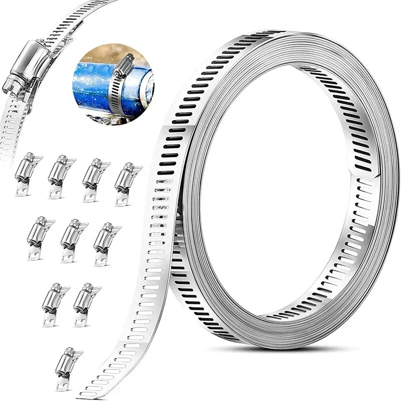 12.7MM  Width Stainless Steel 304 Worm Clamp Hose Strap with Fasteners Adjustable DIY Pipe Hose Clamp Ducting Clamp