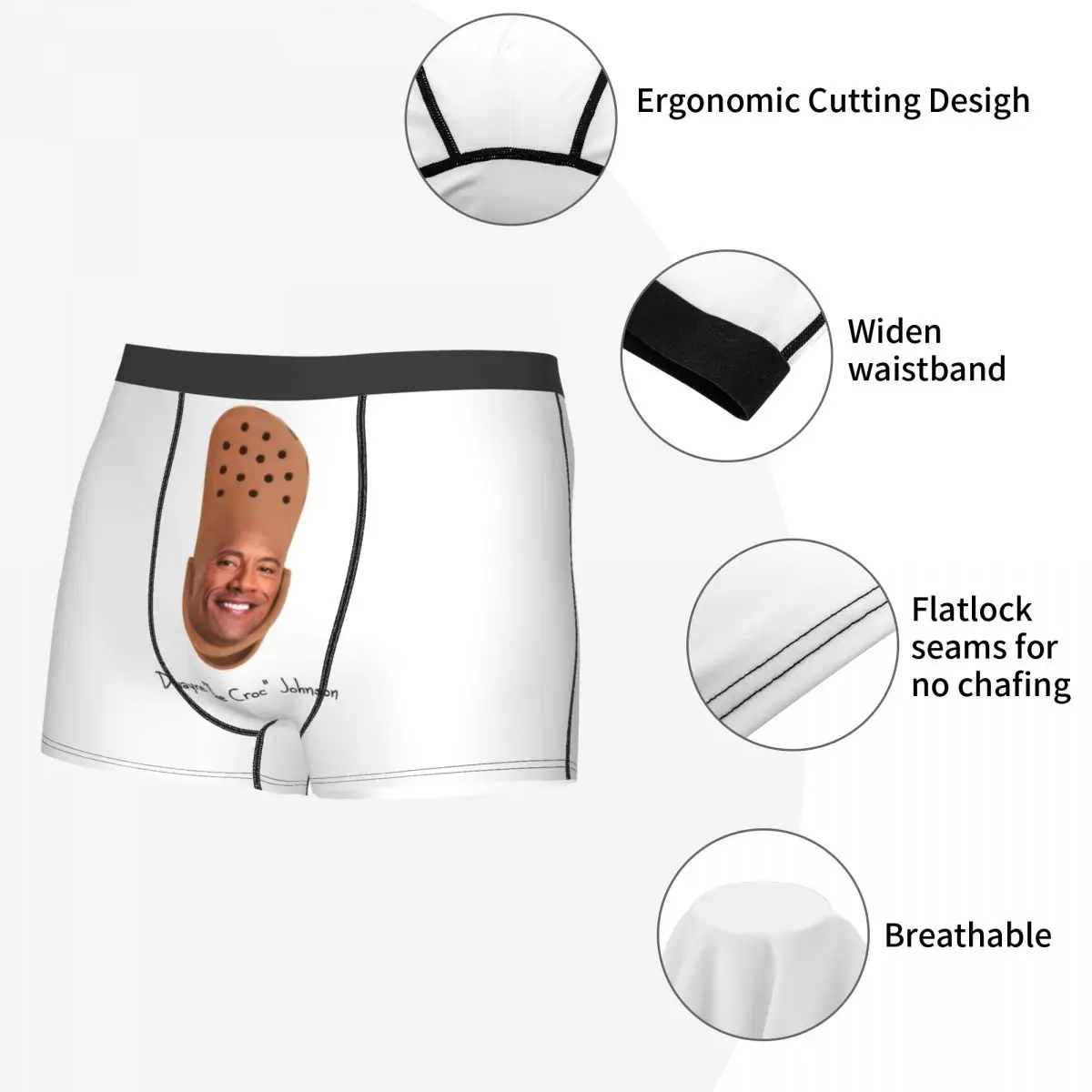 Custom Fashion Dwayne The Croc Johnson Boxers Shorts Panties Men\'s Underpants Comfortable Briefs Underwear