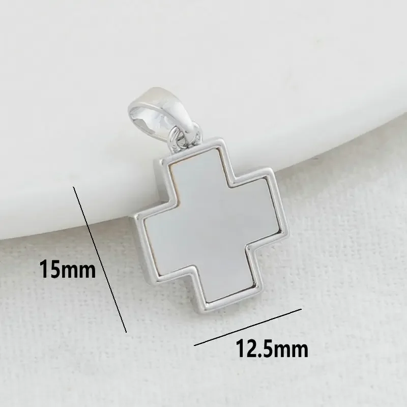 12,5*15MM 14K Gold Farbe Messing mit Shell Kreuz Charms Anhänger Halskette Ohrringe Schmuck Machen Liefert Zubehör