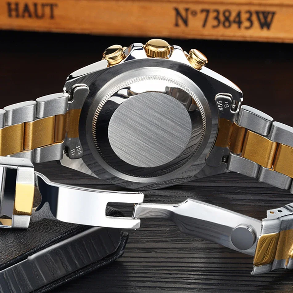 Orologio da uomo di lusso meccanico automatico a carica automatica in acciaio inossidabile casual oro blu Master Fashion