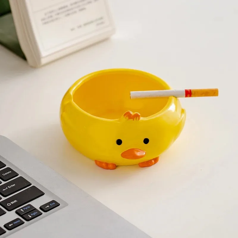 Cartoon Cute Duck Ceramic Decorative Ashtray Trend Personality Fashion Desktop Porch Home Decoration Storage