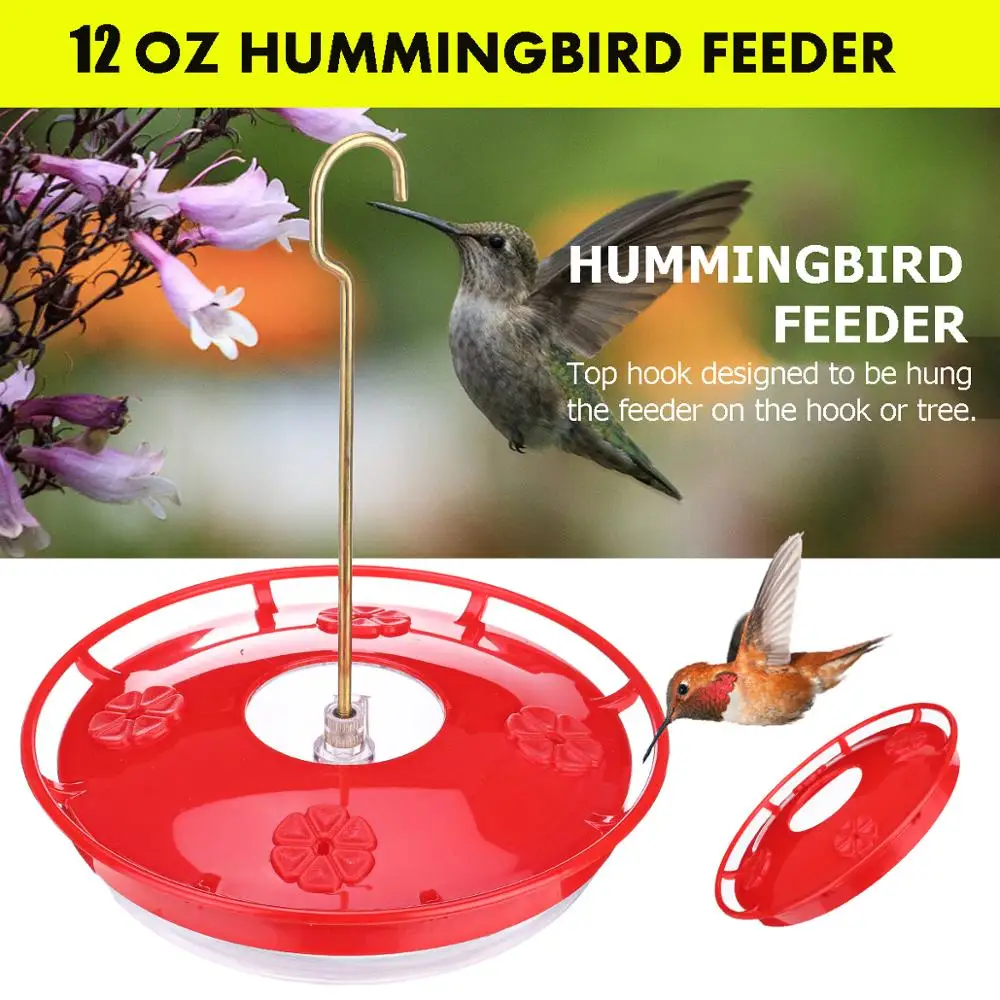

12 oz. Hanging Hummingbird Feeder with 4 Flower Ports Yard Garden Window Bird