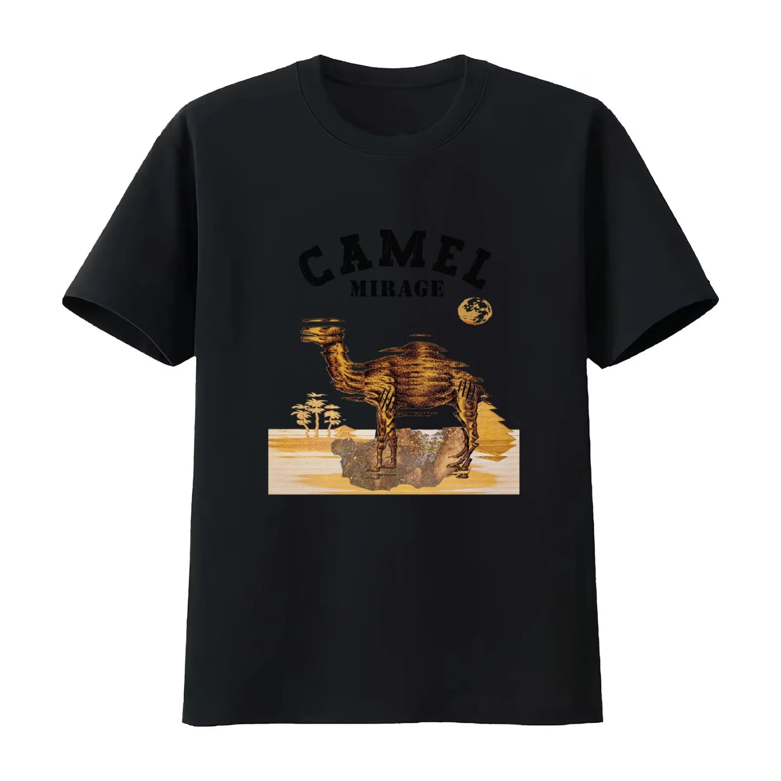 Camel Mirage T-Shirt Summer Casual Cotton Tee Oversized Streetwear Tops Vintage Graphic Print Loose Fit Short Sleeve