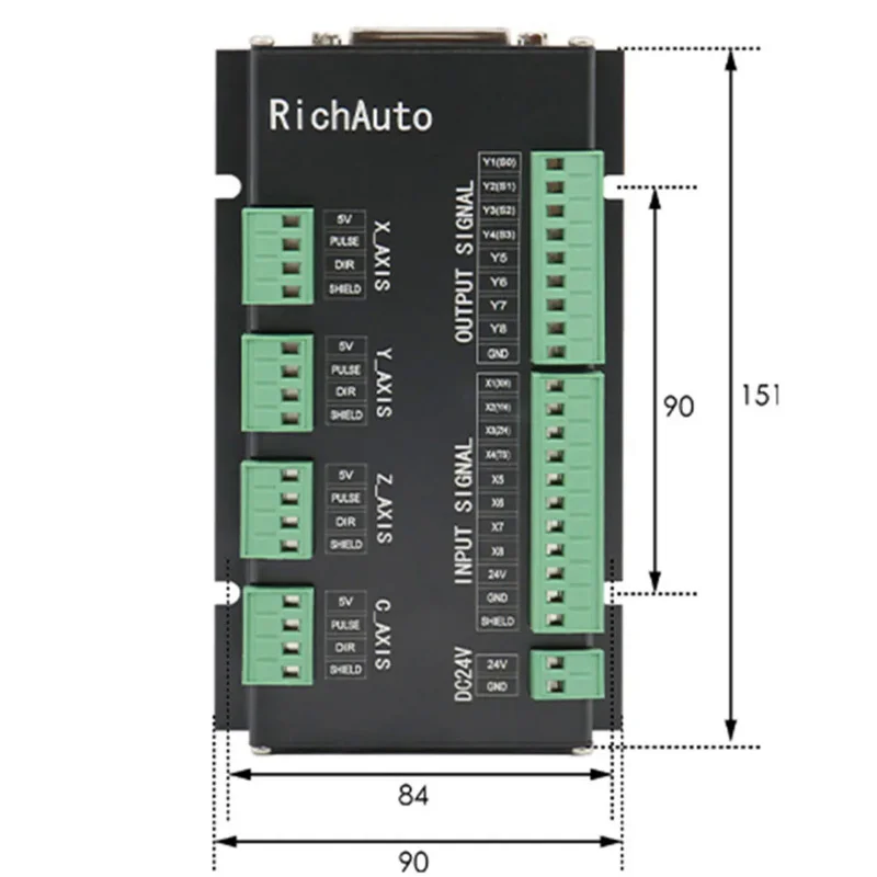 Original RichAuto DSP A11 A12 A15 A183 4 Axis USB Controller Wiring Board English Version CNC Router